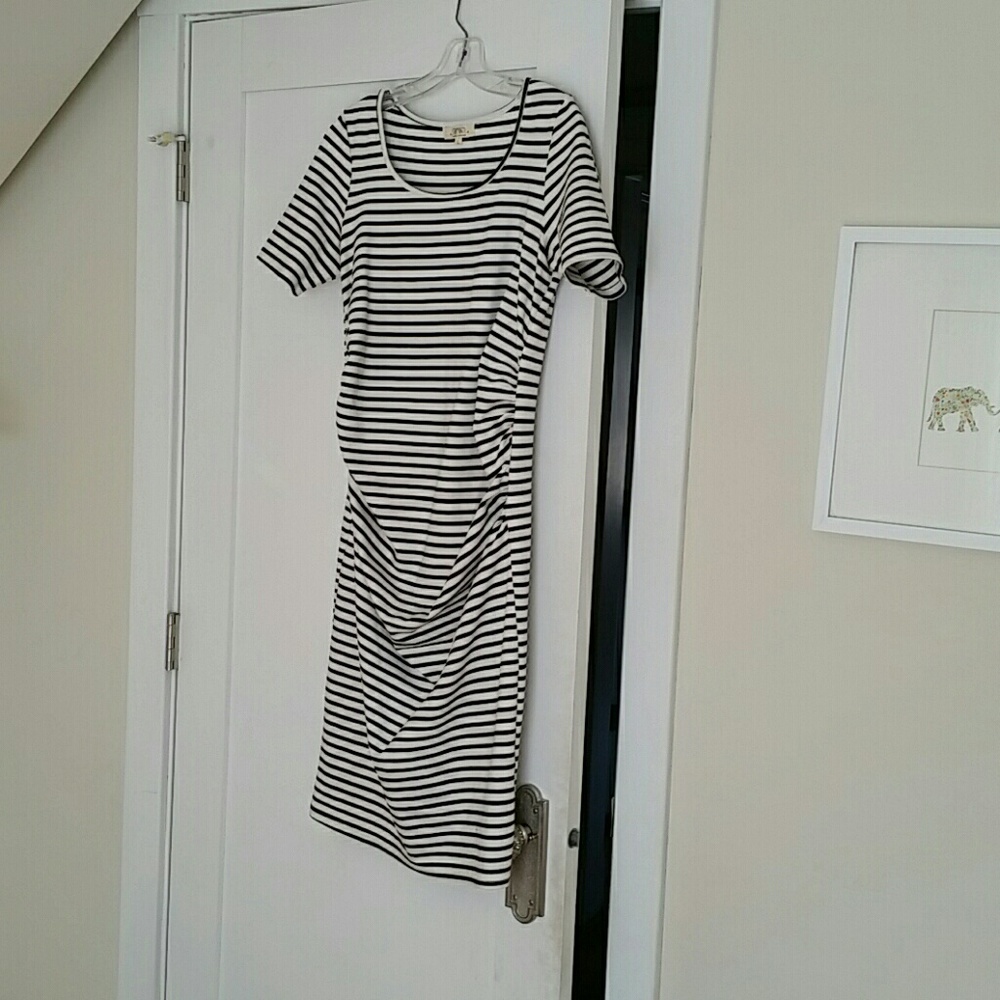 Black & White Striped Maternity Dress